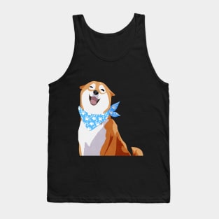 Happy Shiba Inu - Blue Bandana Tank Top